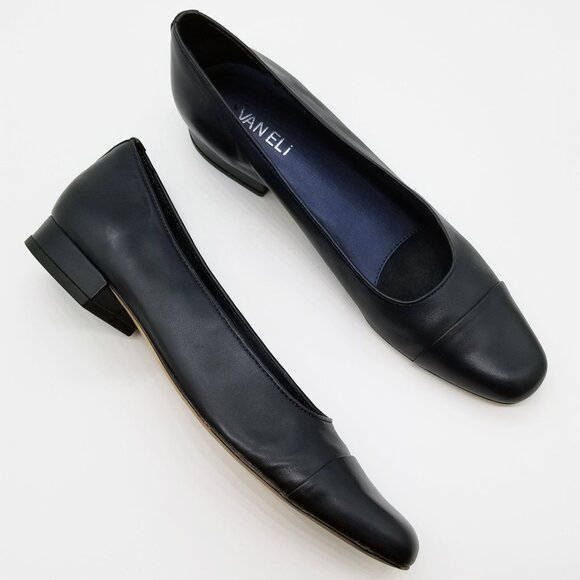 Vaneli Fc-313 Navy Nappa Soft Leather Cap Toe Ballet Flat Narrow SS Size 9 $175 - Picture 15 of 15